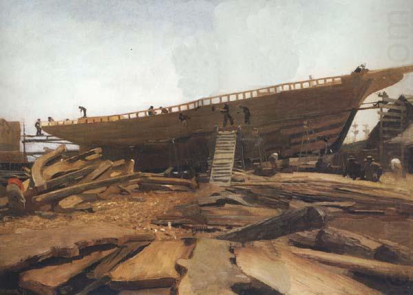 Shipbuilding at Gloucester (mk44), Winslow Homer